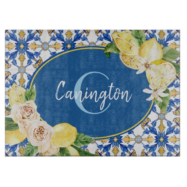 Blue Lemon Mediterranean Monogram Namn (Framsidan)