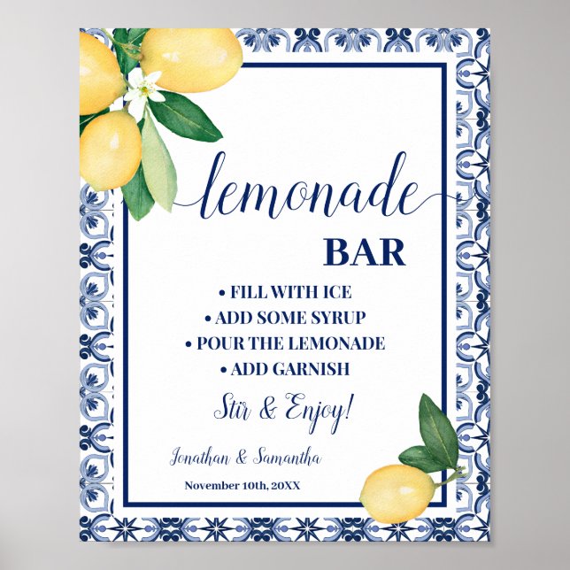 Blue Lemons Mediterranean Lemonade Bar  Poster (Framsidan)