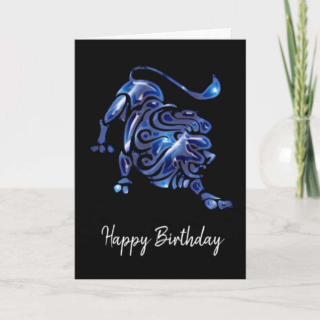 Blue Leo Sign Birthday Card Kort (Framsida)