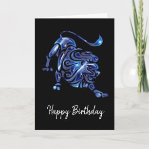 Blue Leo Sign Birthday Card Kort