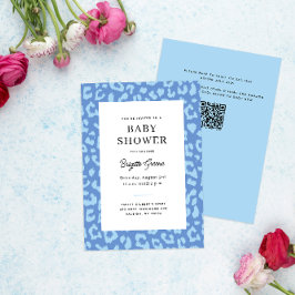 Blue Leopard Animal Print Baby Shower Inbjudningar