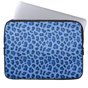 Blue Leopard Animal Print Skin Mönster Laptop Fodral