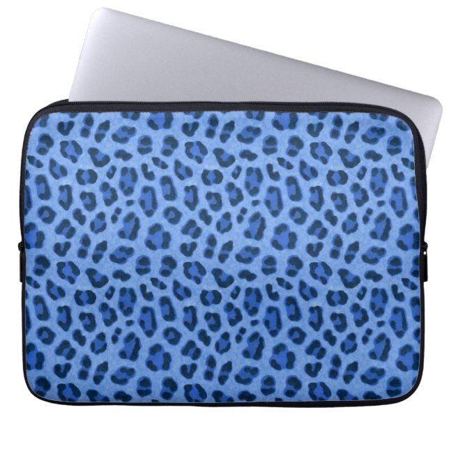 Blue Leopard Animal Print Skin Mönster Laptop Fodral (Framsidan)