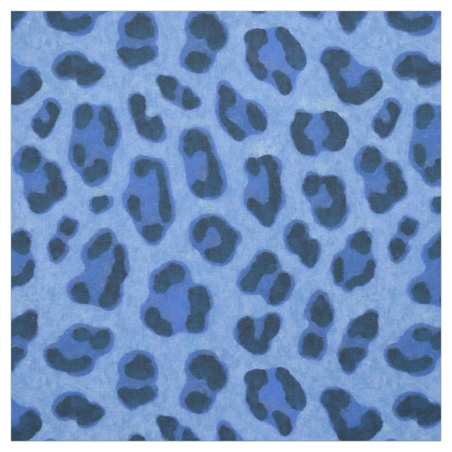 Blue Leopard Animal Print Skin Mönster Tyg (Provkarta)