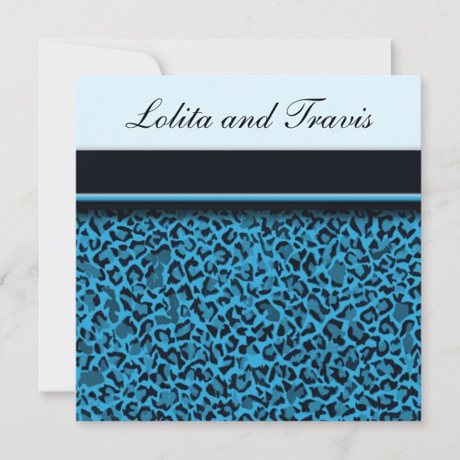 Blue Leopard bröllopsinbjudan Inbjudningar (Framsida)