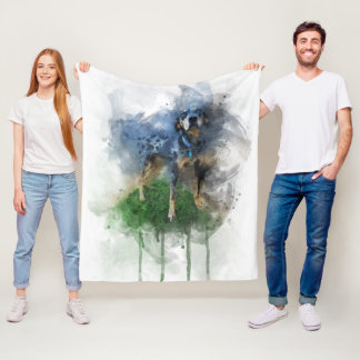 Blue Leopard Catahoula i Watercolor Fleecefilt