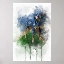 Blue Leopard Catahoula i Watercolor Poster