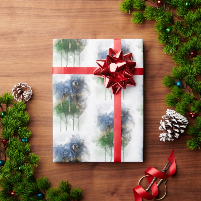 Blue Leopard Catahoula i Watercolor Presentpapper (Julgåva)