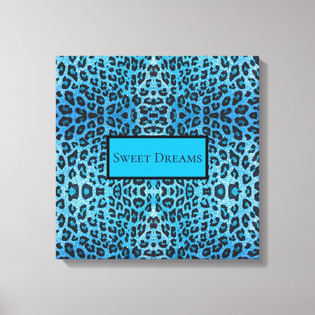 Blue Leopard Faux Gnistra Sweet Dreams Modern Chic Canvastryck (Framsida)