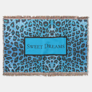 Blue Leopard Faux Gnistra Sweet Dreams Modern Chic Filt