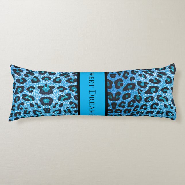 Blue Leopard Faux Gnistra Sweet Dreams Modern Chic Kroppskudde (Framsidan)