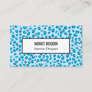 Blue Leopard Modern Anpassningsbar Animal Print Visitkort