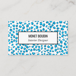 Blue Leopard Modern Anpassningsbar Animal Print Visitkort
