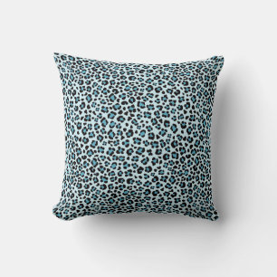 Blue Leopard Print Dekorativ kudde
