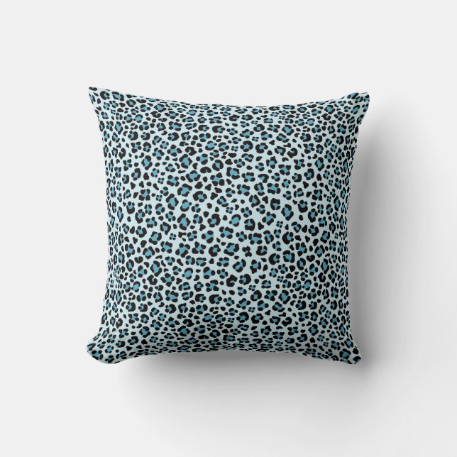 Blue Leopard Print Dekorativ kudde (Framsida)