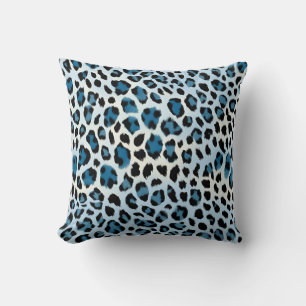 Blue Leopard Print Kudde
