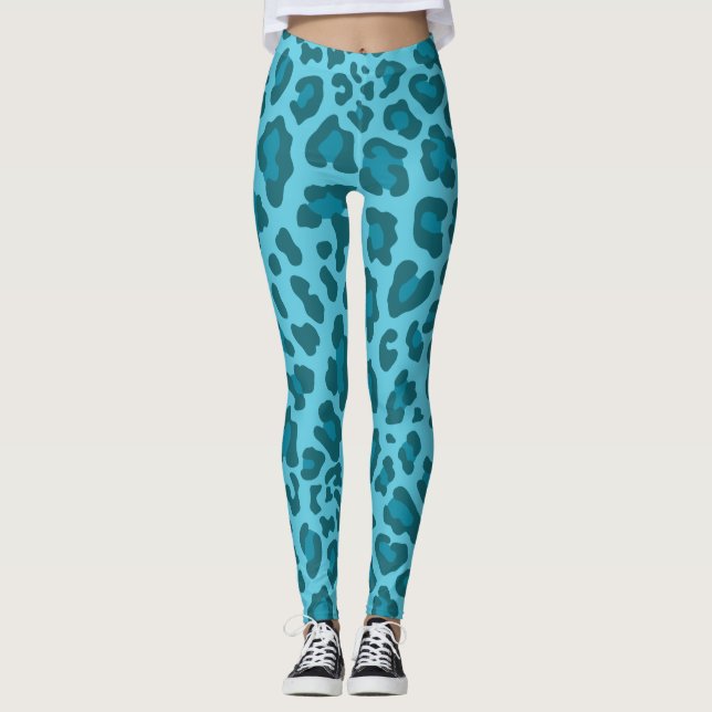 Blue Leopard Print Leggings (Framsida)
