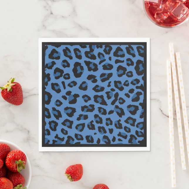 Blue Leopard Print Luncheon Pappersservett (Insitu)