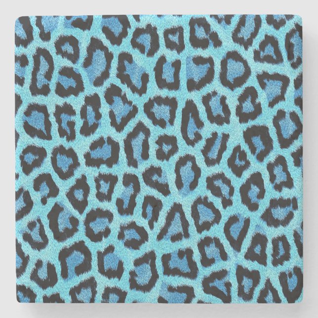 Blue leopard print mönster - vild roligt punk sten underlägg sten (Framsidan)
