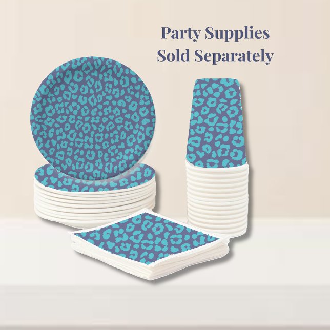 Blue Leopard Print Pappersservett (Blue Leopard Print-Party Supplies Plates napkins and cups)