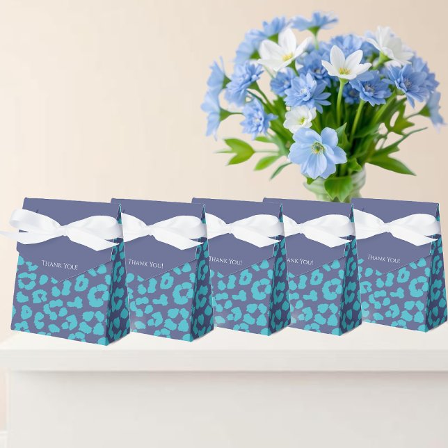 Blue Leopard Print Presentaskar (Blue Leopard Print- Favor Boxes )