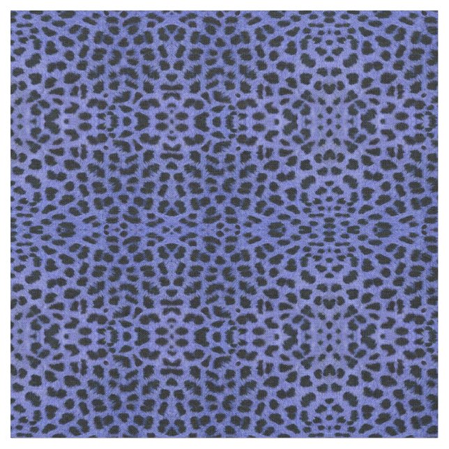 Blue Leopard Print Tyg (Närbild)