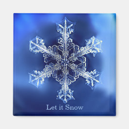 Blue Let it Snowflake 2 Inch Square Magnet