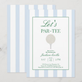 Blue Let's Par-Tee Golf First Birthday bjudande Tack Kort