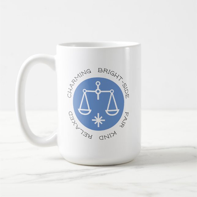 Blue Libra Zodiac Stjärntecken Personality Trait Kaffemugg (Vänster)