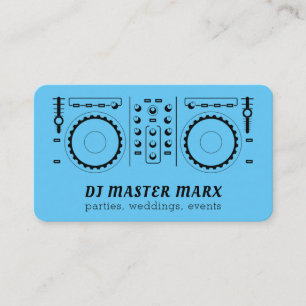 Blue Light Disk Jockey Turntable Party Music Visitkort