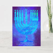 Blue Light Hanukkah Helgdag Card med Menorah