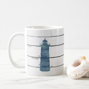 Blue Lighthouse Nautical Shiplap Rustic Kaffemugg