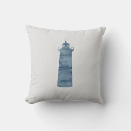 Blue Lighthouse Painting Nautical Dekorativ kudde