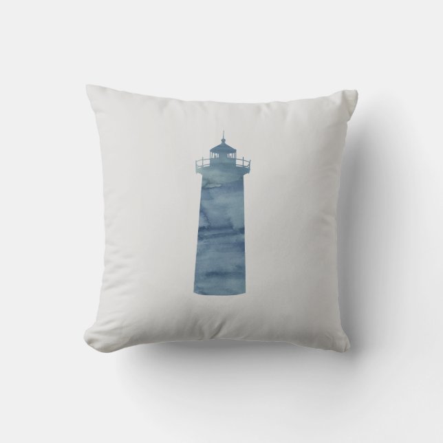 Blue Lighthouse Painting Nautical Dekorativ kudde (Framsida)