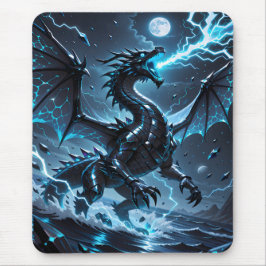 Blue Lightning Svart Drak Storm Fantasy Gaming Musmatta