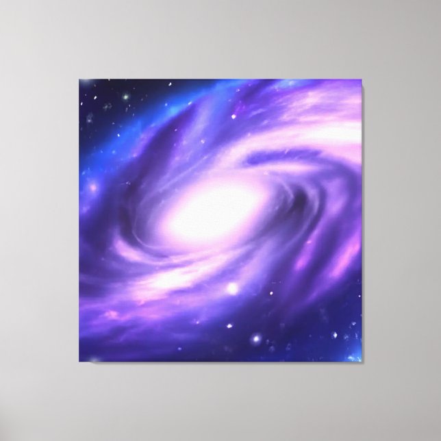 Blue Lila Acrylic Paint Galaxy Stretched Canvas (Framsida)