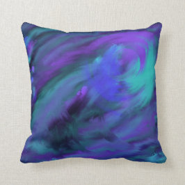 Blue Lila Aqua Swirl Painting & 'Kind' Ord Art Kudde