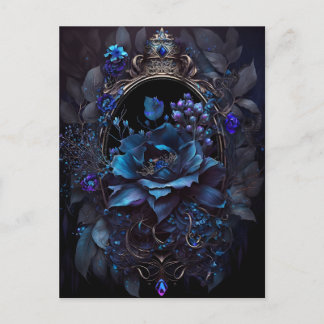 Blue & Lila blommor och Jewels gotiic Victorian Vykort