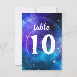 Blue Lila B'nai Mitzvah Galaxy Bordsnummer Card