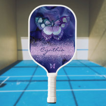 Blue Lila Butterfly och Glitter Monogram Namn