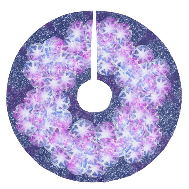 Blue Lila Compass Gemstone Rhinestone-utseende Julgransmatta Borstad Polyester (Framsidan)