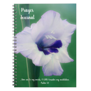 Blue Lila Flower Art Bible Verse Journal Anteckningsbok