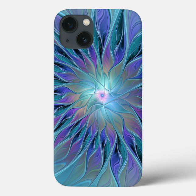 Blue Lila Flower Dream Abstrakt Fractal Art (Baksida)