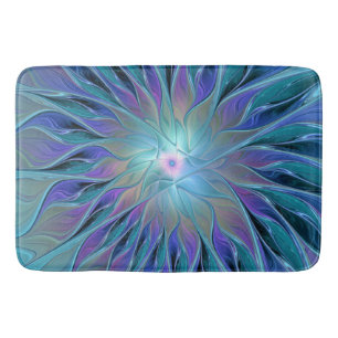 Blue Lila Flower Dream Abstrakt Fractal Art Badrumsmatta