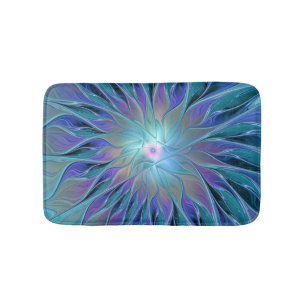 Blue Lila Flower Dream Abstrakt Fractal Art Badrumsmatta