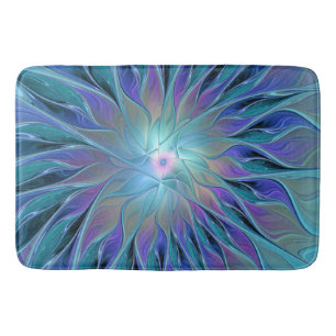 Blue Lila Flower Dream Abstrakt Fractal Art Badrumsmatta