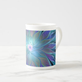 Blue Lila Flower Dream Abstrakt Fractal Art Benporslin Mugg
