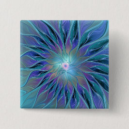 Blue Lila Flower Dream Abstrakt Fractal Art Knapp