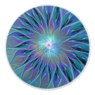 Blue Lila Flower Dream Abstrakt Fractal Art Knopp