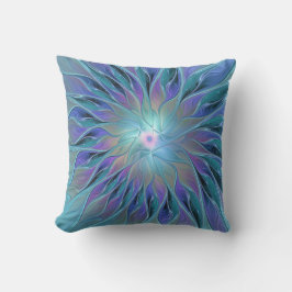 Blue Lila Flower Dream Abstrakt Fractal Art Kudde